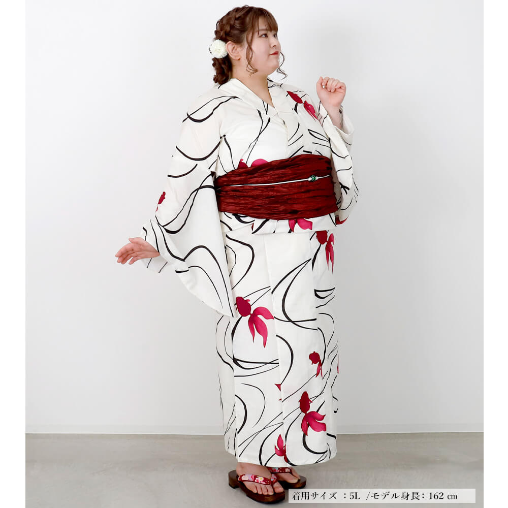 浴衣　ゆかた　ユカタ　白 3Lサイズ　花火に 浴衣単品（※サイズ違いのLもあり） 浴衣 ゆかた ユカタ 白に黒 Lサイズ ポリエステル100%花火 L