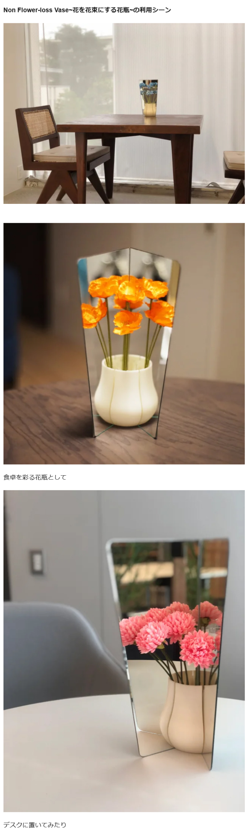 Makuake公式 Non Flower-loss Vase 一輪を花束にする、万華鏡のような