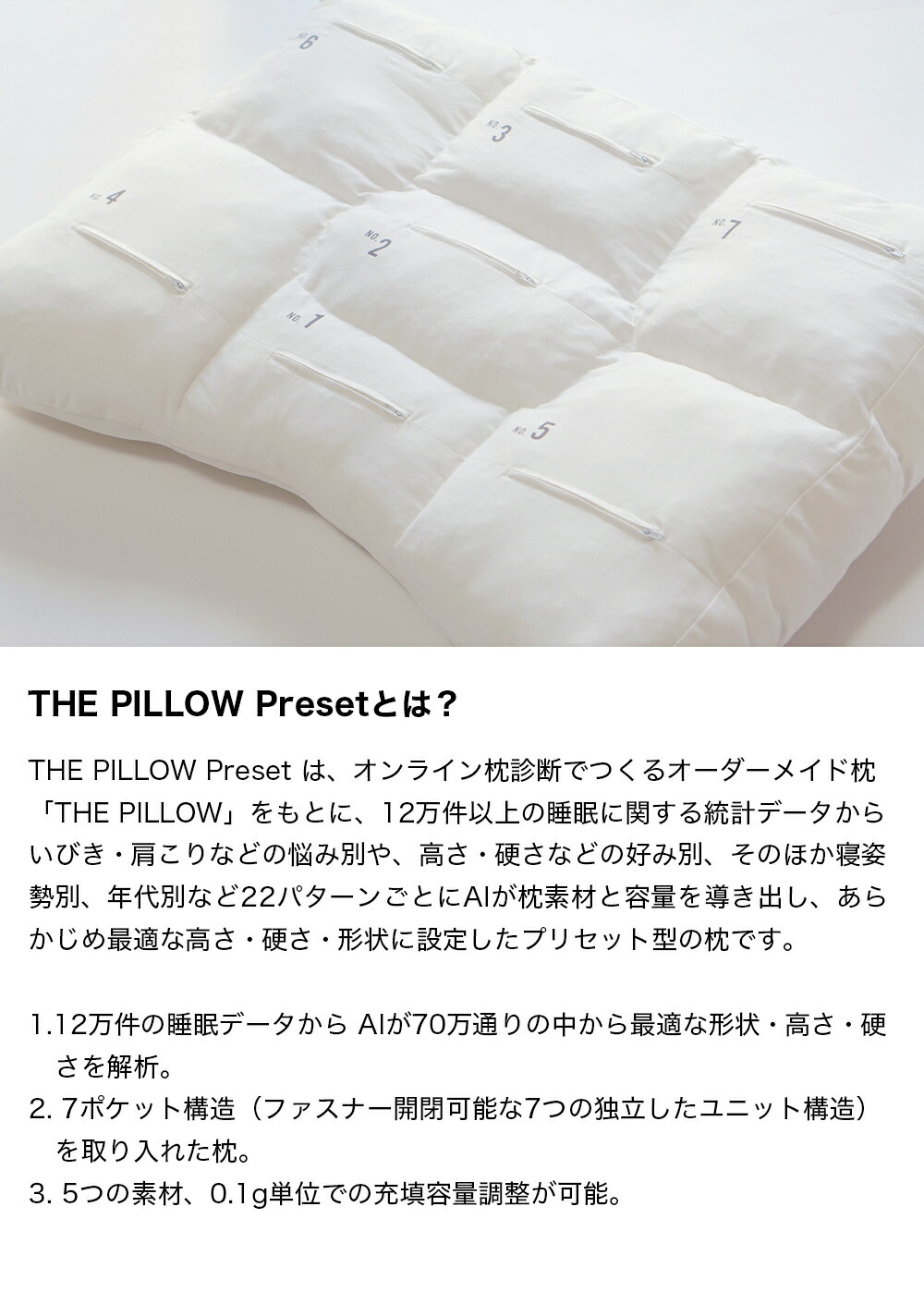 まくら 枕 ピロー うつ伏せ 安眠枕 やや 低め THE PILLOW Preset 09