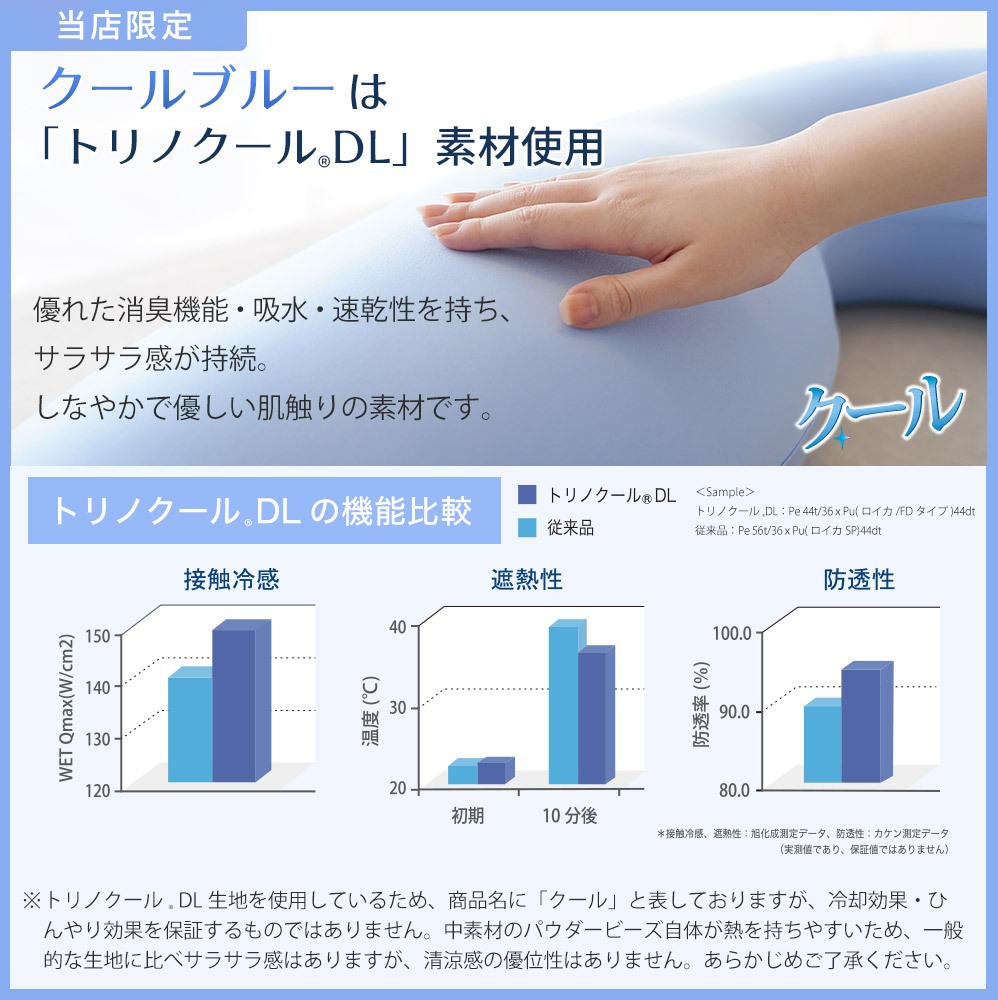 当店限定 クールブルーは「トリノクールDL」素材使用