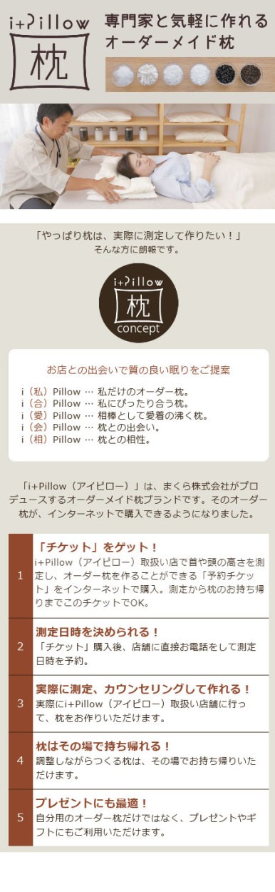 オーダー 枕 オーダーメイド チケット 肩こり I Pillow プレゼント 999 枕と眠りのおやすみショップ 通販 Yahoo ショッピング