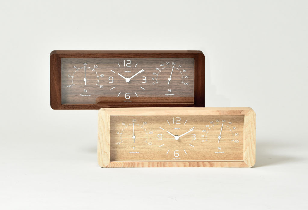 置き時計 おしゃれ 時計 置き型 木製 アナログ 温湿度計 ステップ 