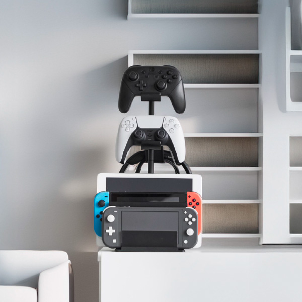 山崎実業 ゲーミングラック おしゃれ タブレット スマホ ヘッドセット