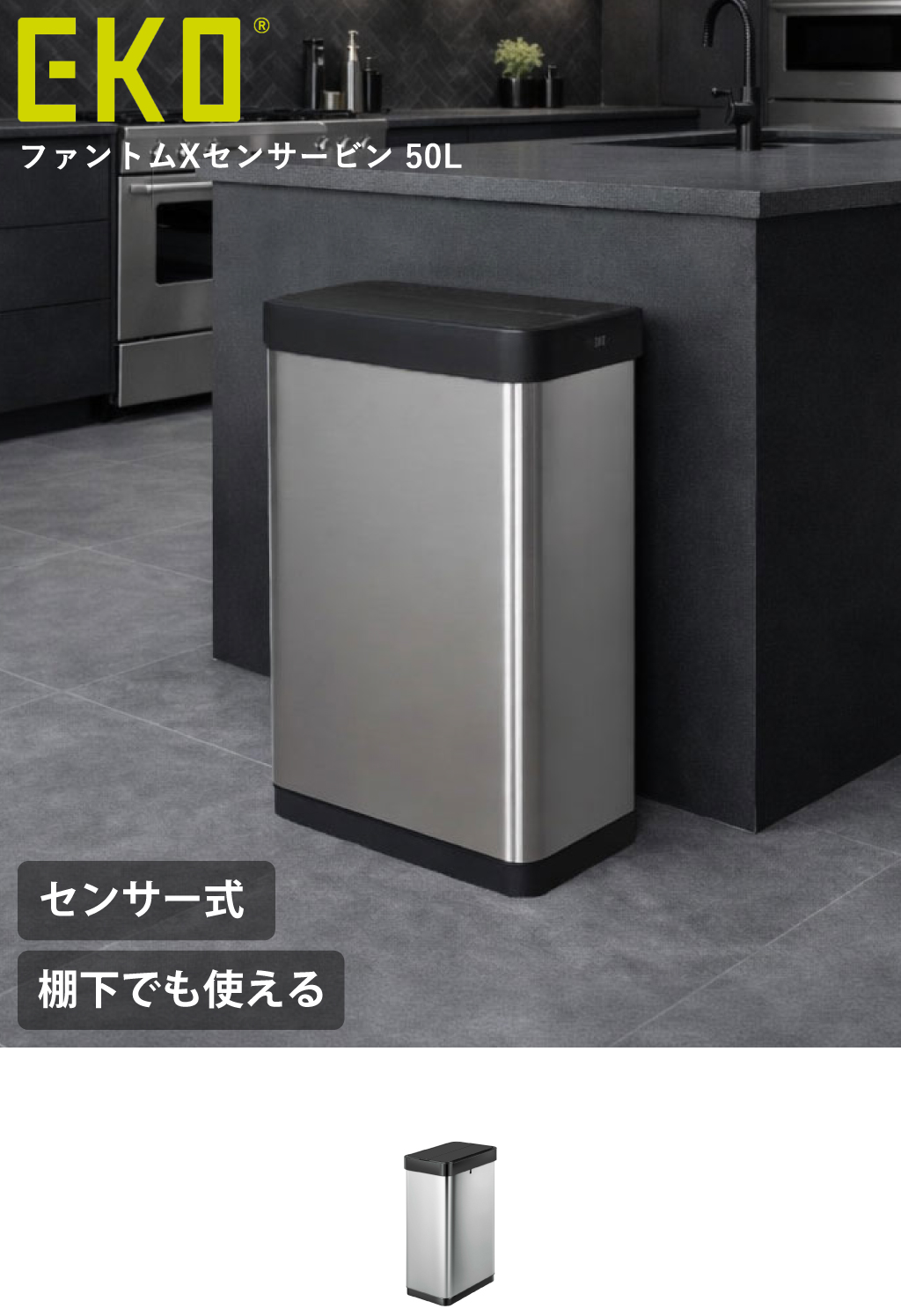 EKO（イーケーオー） ゴミ箱 自動開閉 45L おしゃれ 両開き