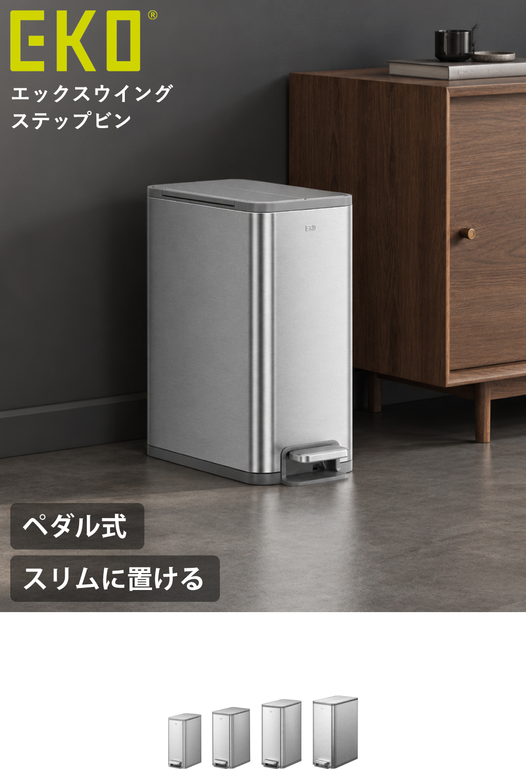 EKO（イーケーオー） ゴミ箱 ペダル ステンレス ダストボックス