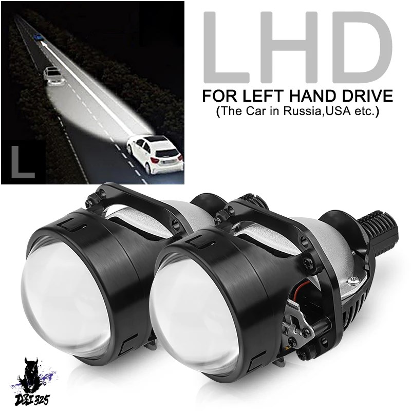 互換品】 LEDプロジェクターレンズ 2.5インチ 白 ハイロビーム ライト