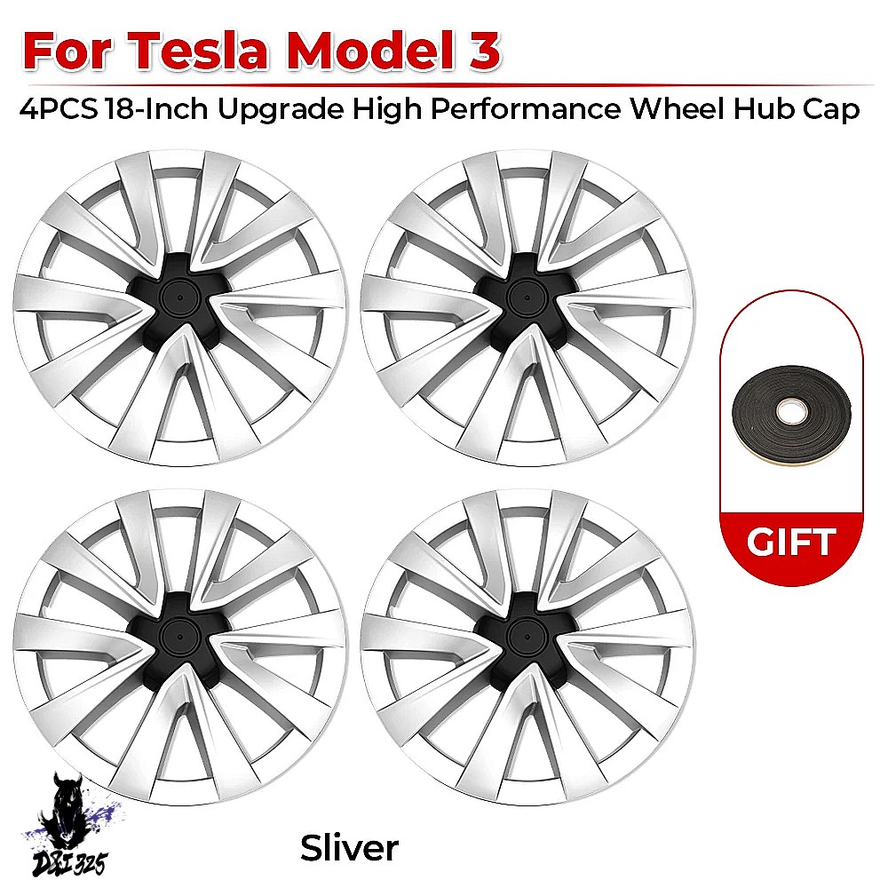 互換品】 テスラモデル2021-2024用 18インチホイールカバー 4個セット