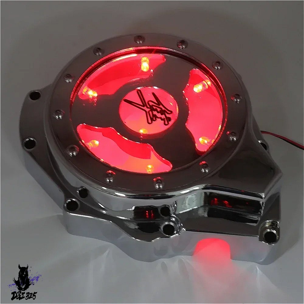 【互換品】 カワサキ ZX14R ZZR1400 20062022用 アルミニウムLEDクリアエンジンクラッチカバー 社外製の画像