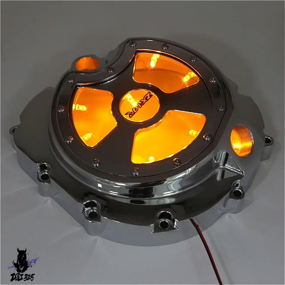 【互換品】 カワサキ ZX14R ZZR1400 20062022用 アルミニウムLEDクリアエンジンクラッチカバー 社外製の画像