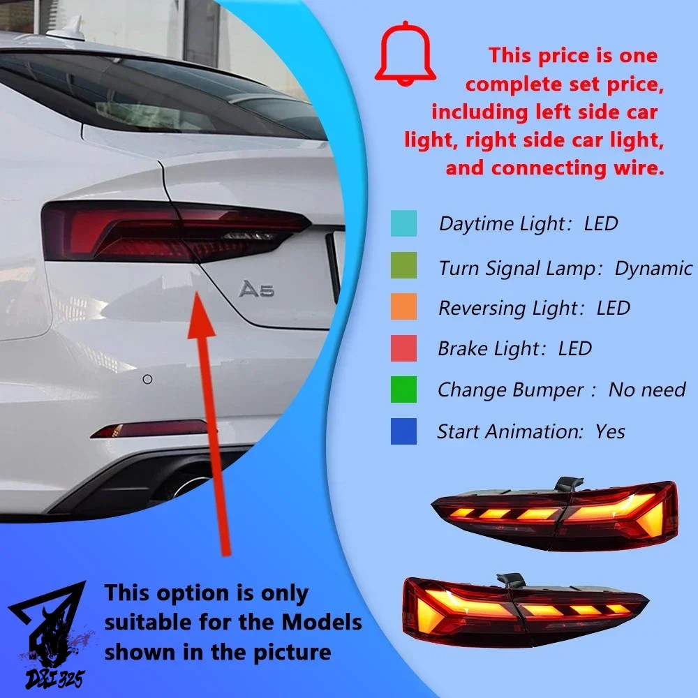 互換品】 アウディ A5 A5L S5 RS5 2017-2019 LED車リアランプ