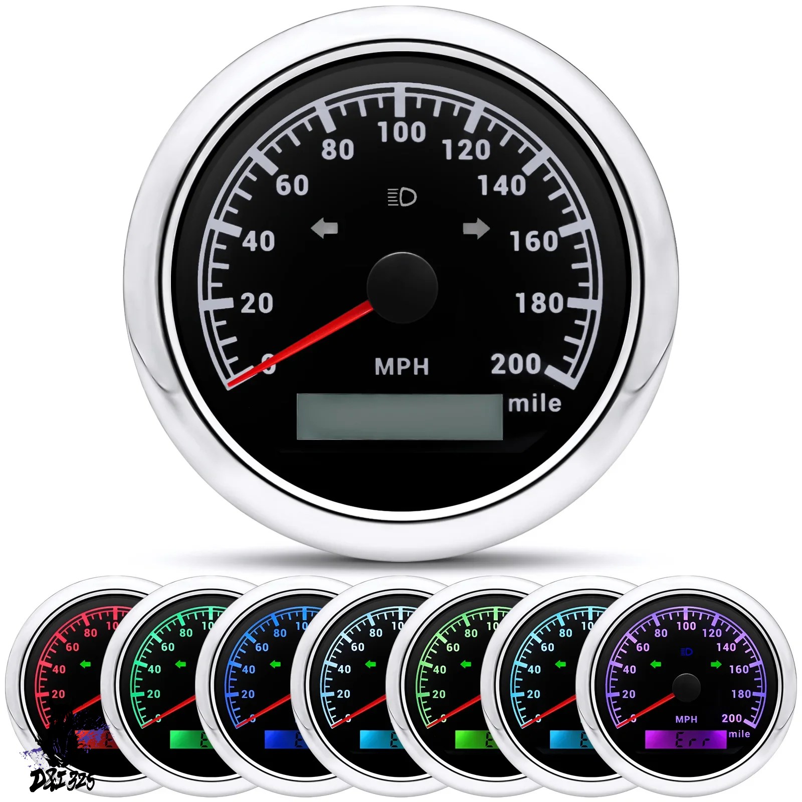 互換品】 200/120mph スピードゲージ 85 mm GPS スピードメーター