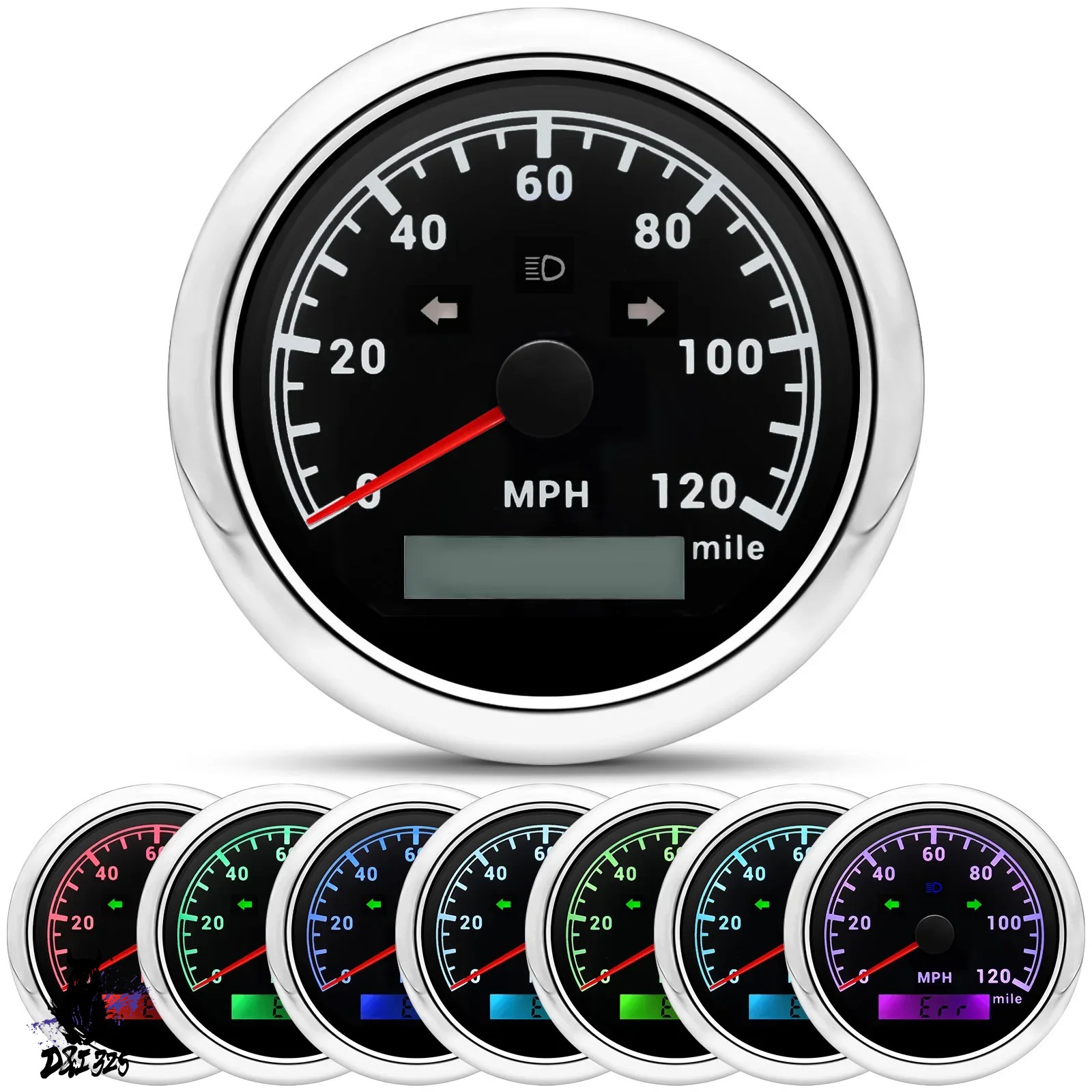 互換品】 200/120mph スピードゲージ 85 mm GPS スピードメーター