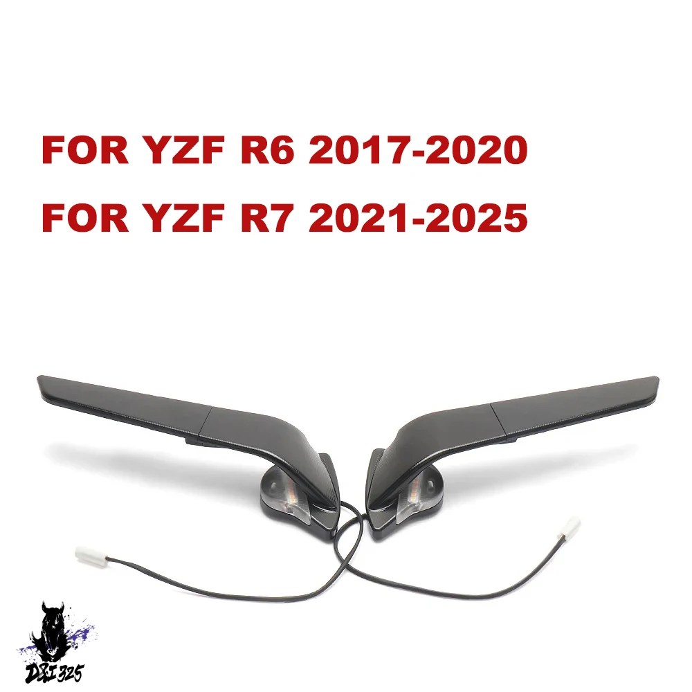 互換品 ヤマハ YZF R7 2021-2025 YZF R6 17-20 YZF R1 15-19 バイクミラー風回転バックミラーライト