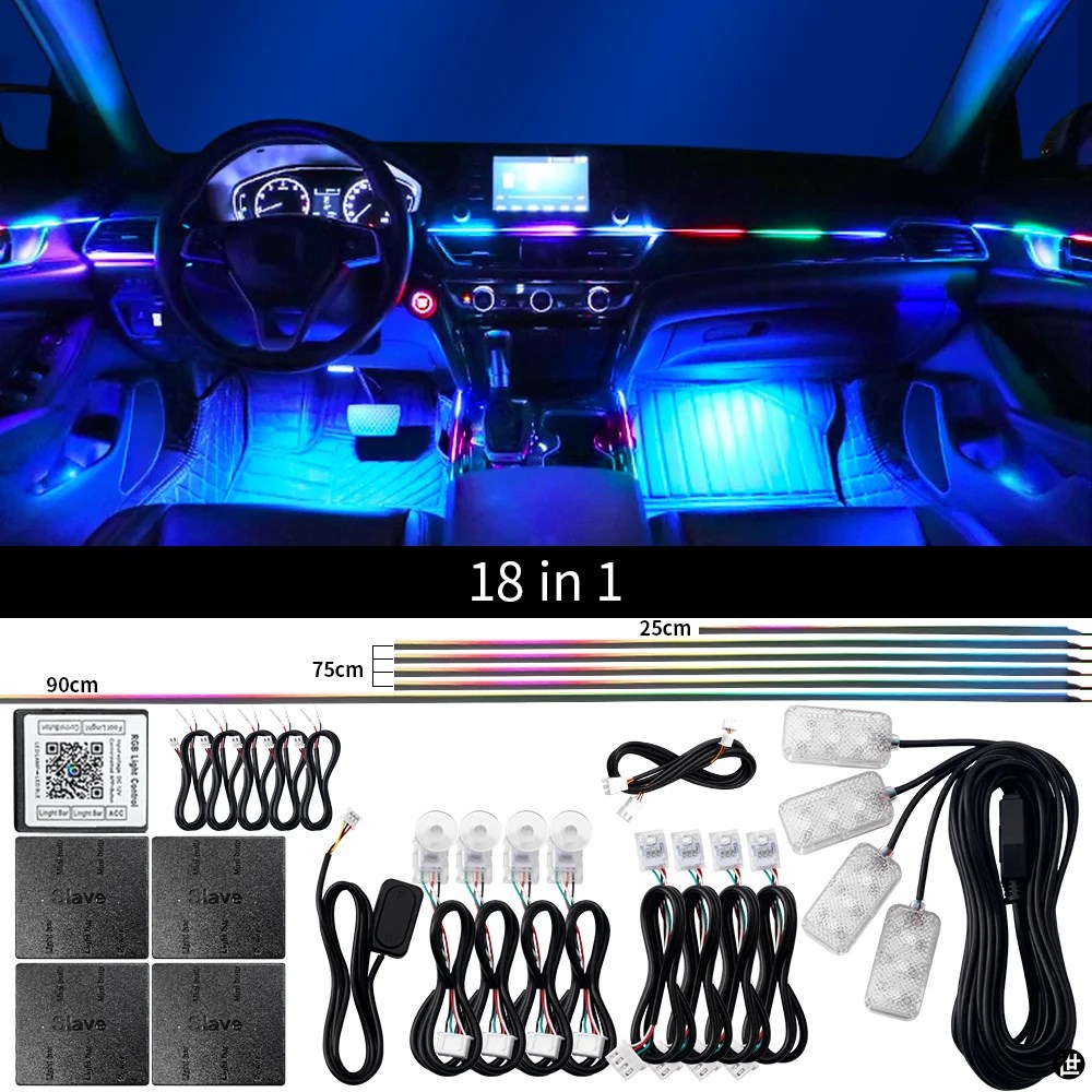 18 IN 1 デュアルゾーンシンフォニー LED カーアンビエントライト