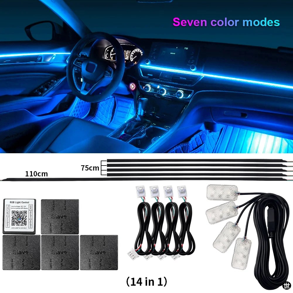 18 IN 1 デュアルゾーンシンフォニー LED カーアンビエントライト