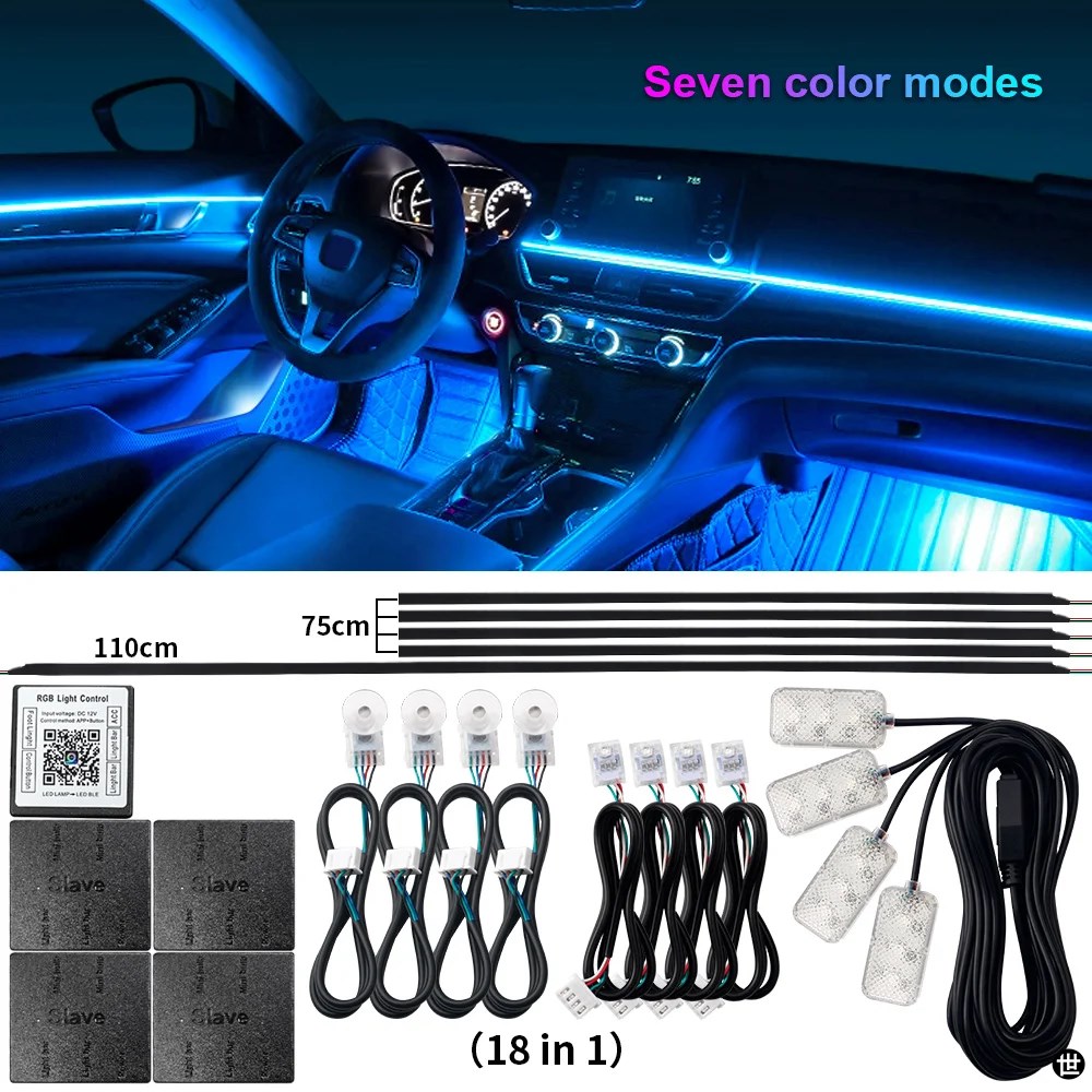 18 IN 1 デュアルゾーンシンフォニー LED カーアンビエントライト 18 IN 1 デュアルゾーンシンフォニー LED カーアンビエントライト