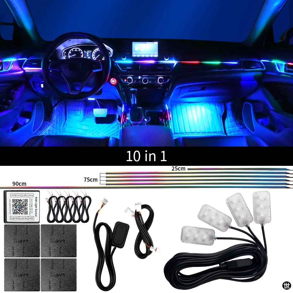 18 IN 1 デュアルゾーンシンフォニー LED カーアンビエントライト