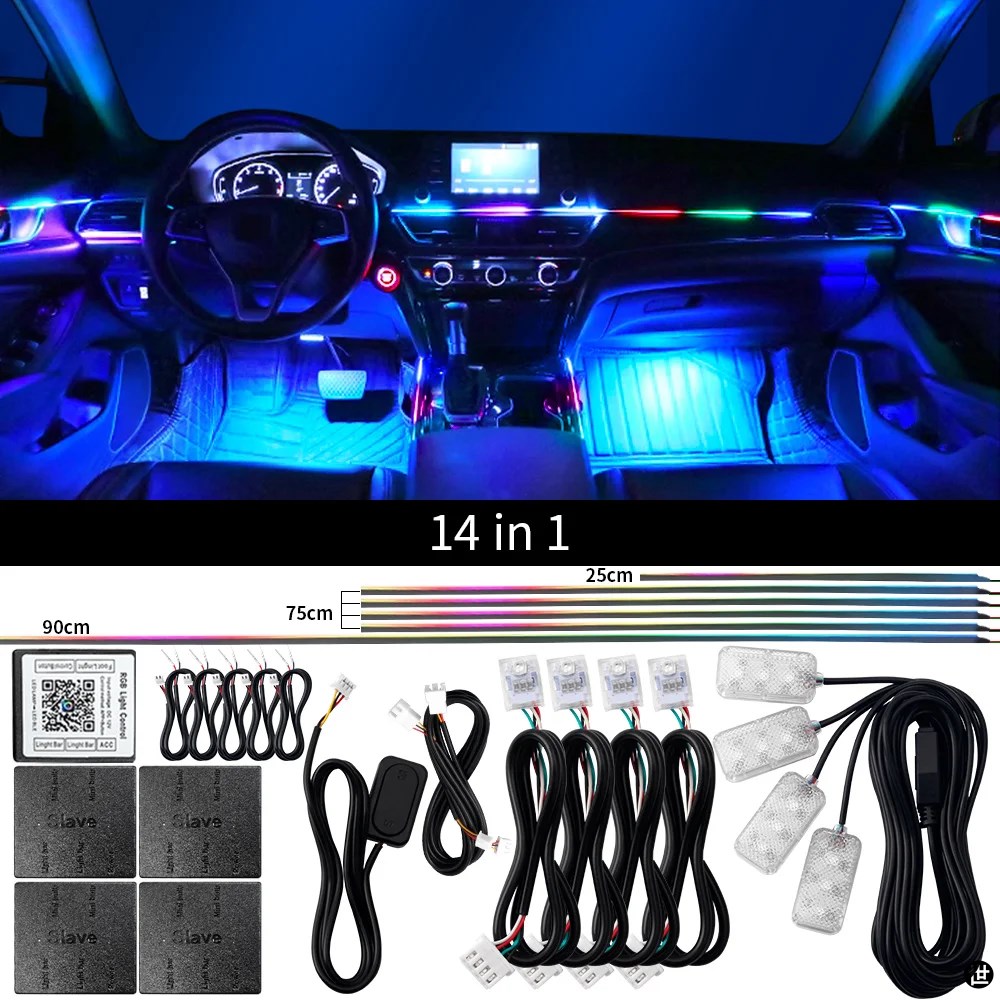 18 IN 1 64 カラー RGB シンフォニーカーアンビエントライトインテリア