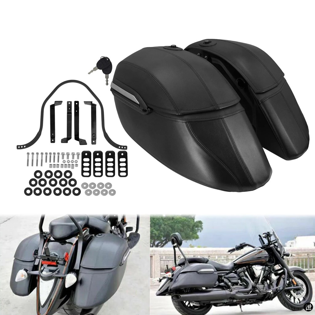 バイク用ハードバッグ サドルバッグ トランクラゲッジ＆バッグ取付ブラケットキットハーレーツーリングソフテイルXLスズキ用BMW用の画像