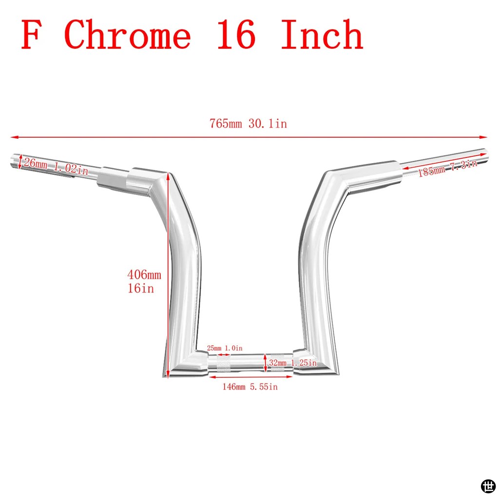 バイク 12インチ 14インチ 16インチ バーハンドルバーブラック/クローム Z ドラッグバーハーレーダイナソフテイル FL ツーリングファットボーイブレイクアウの画像