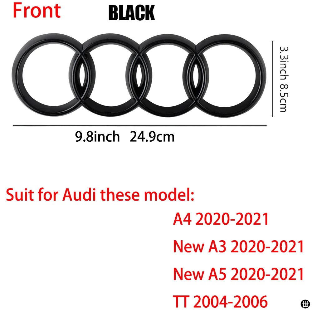AUDI US純正 4リングス・カーボンエンブレム アウディ アウディ 4 リング ABS /ブラックフロントフードエンブレムボンネット