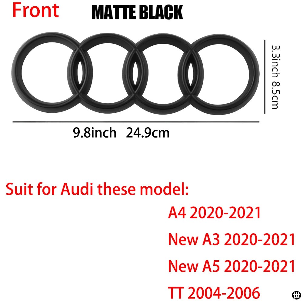 ※てつおページ※ アウディ 4 リング ABS /ブラックフロントフードエンブレムボンネット