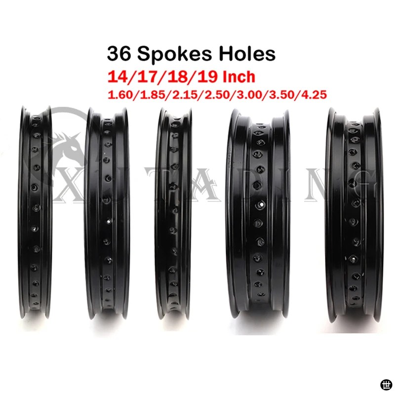 バイク合金ホイールリム 36 スポーク穴 1.6/1.85/2.15/2.50/3.00/3.50