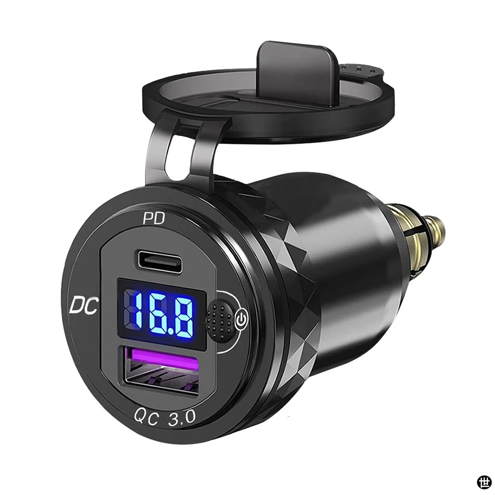 デュアル QC3.0 バイク USB チャージャーモト 電源アダプタスイッチ