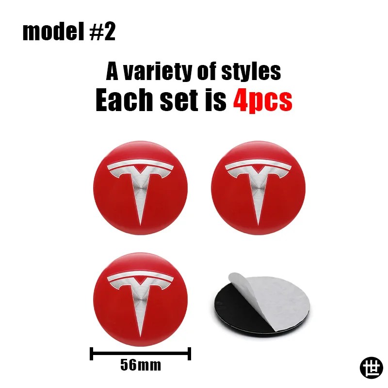 4個 56MM テスラ車ホイールハブセンターキャップエンブレムバッジ