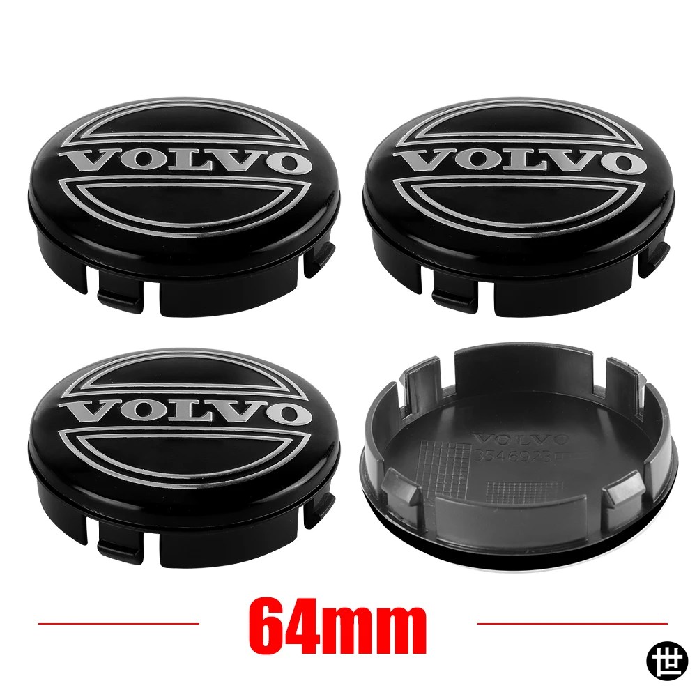 4個 64MM 車ホイールセンターキャップ エンブレムアクセサリー ボルボ