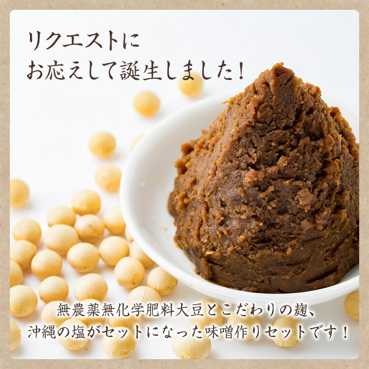 【送料無料 チルド発送】味噌づくりセット【3kg仕上がり・甘みあるお味噌】無農薬無化学肥料 「北海道産 無農薬大豆 寺田本家 天然白米麹 沖縄の塩」  レシピ付き : 10000578 : 築地 豆雑穀問屋 三栄商会 - 通販 - Yahoo!ショッピング