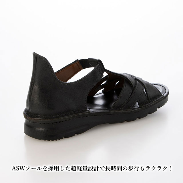 ミラスポーツ 靴 本革 日本製 サンダル milla sports EF7317 4E ASW