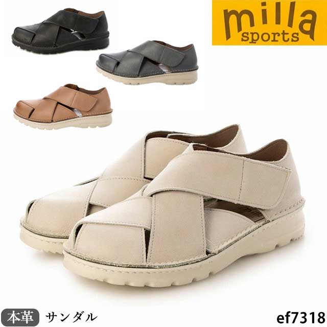 【Milla sports】新品未使用/オープントゥレザーサンダル ef7318-1n.jpg