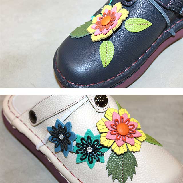 Estacion（エスタシオン） 本革 靴 サンダル TGXE688B お花デザイン