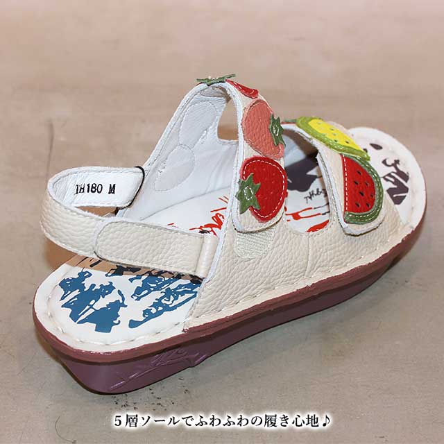 Estacion（エスタシオン） NEW 本革 靴 サンダル TH180 いちごモチーフ