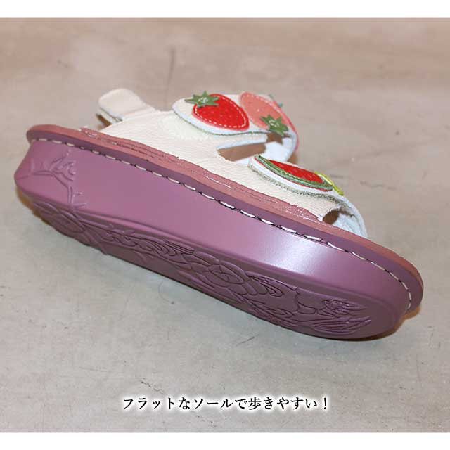 Estacion（エスタシオン） NEW 本革 靴 サンダル TH180 いちごモチーフ