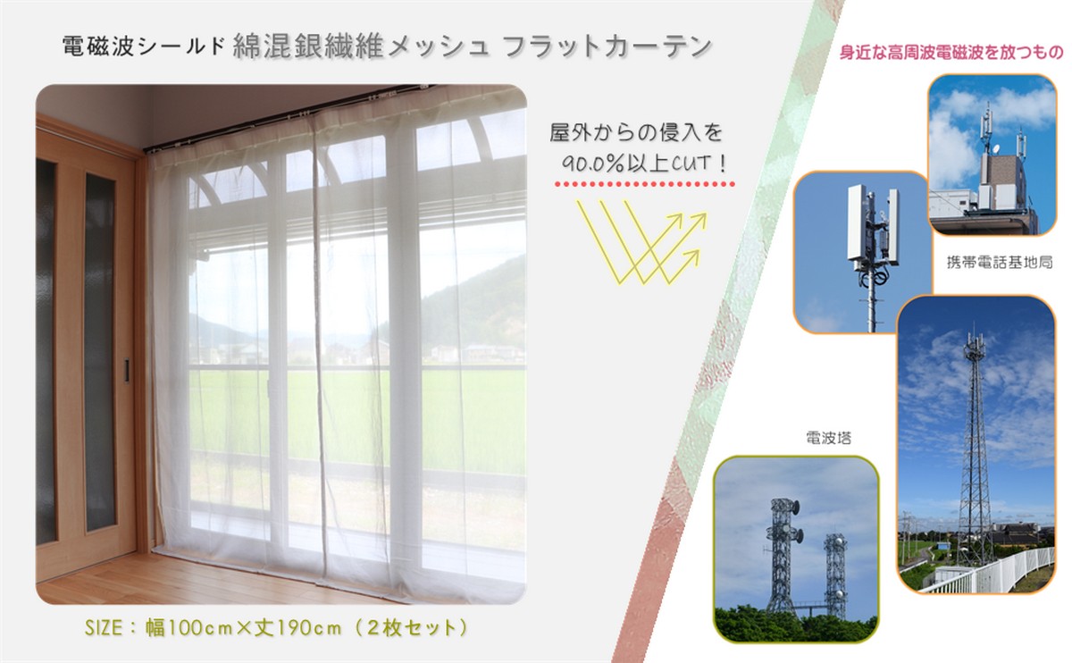 電磁波防止 電磁波対策 電磁波シールド 綿混銀繊維メッシュ フラット