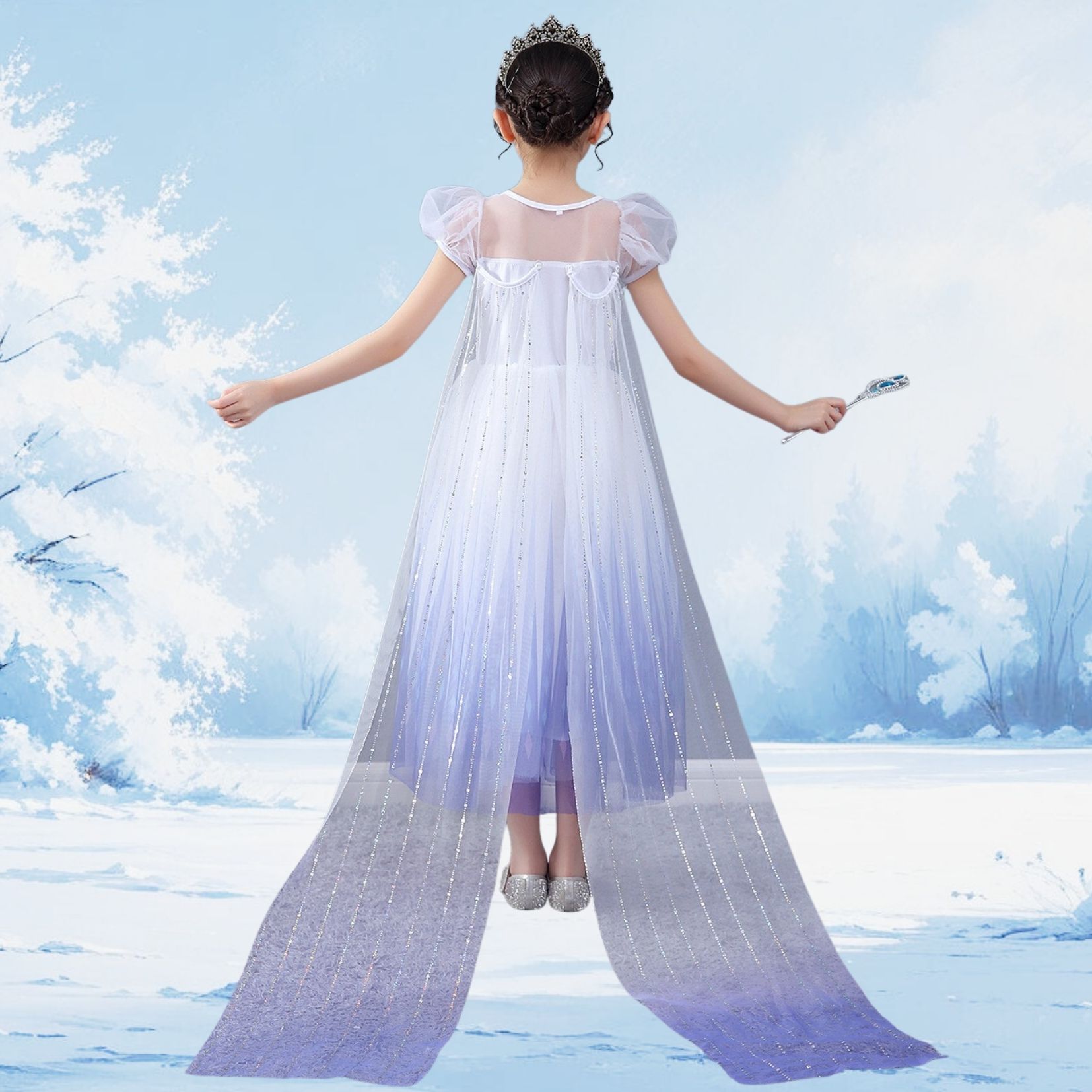 白 エルサ ドレス キッズ アナと雪の女王 子供 用 半袖 ハロウィン