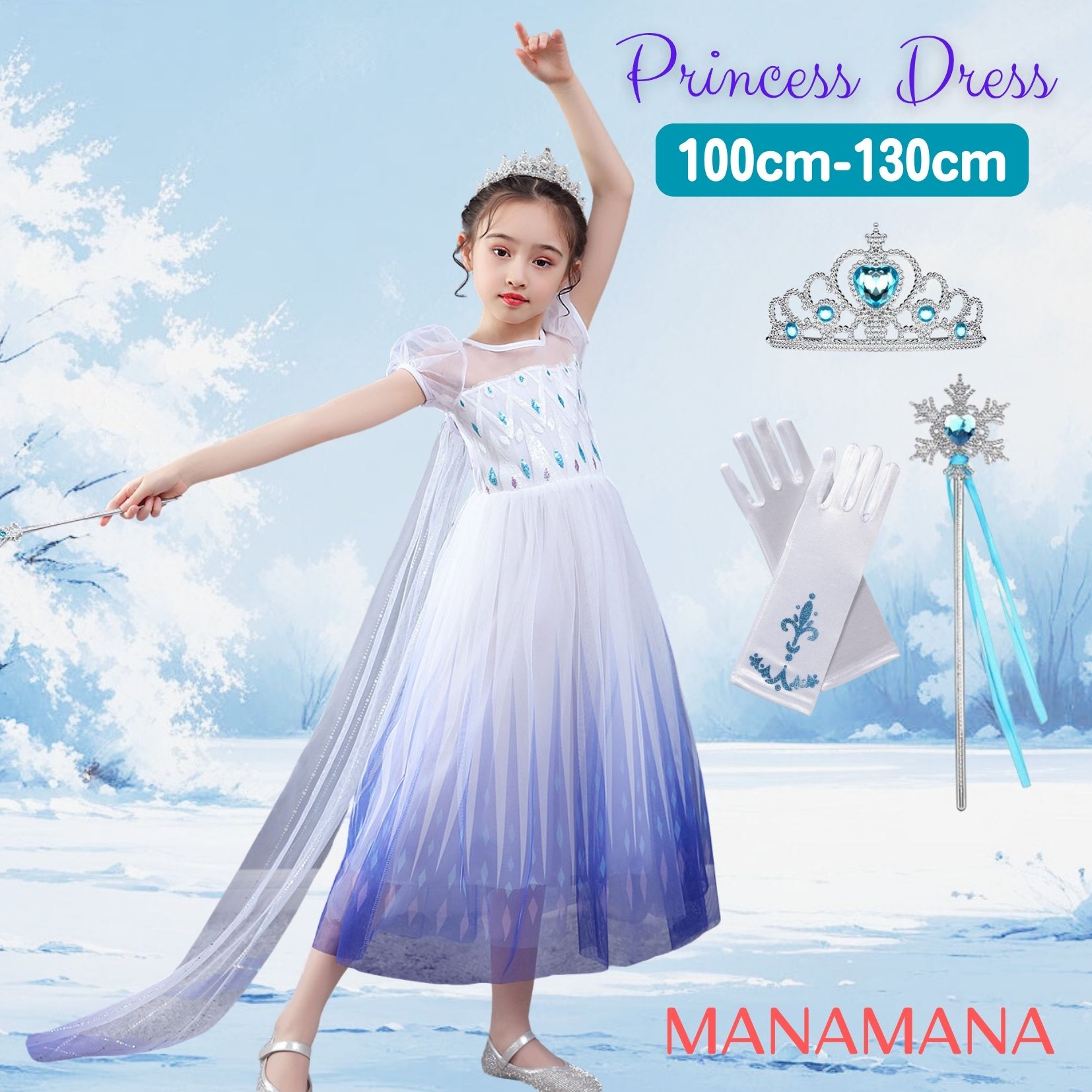 白 エルサ ドレス キッズ 手袋付 アナと雪の女王 子供 半袖 ハロウィン