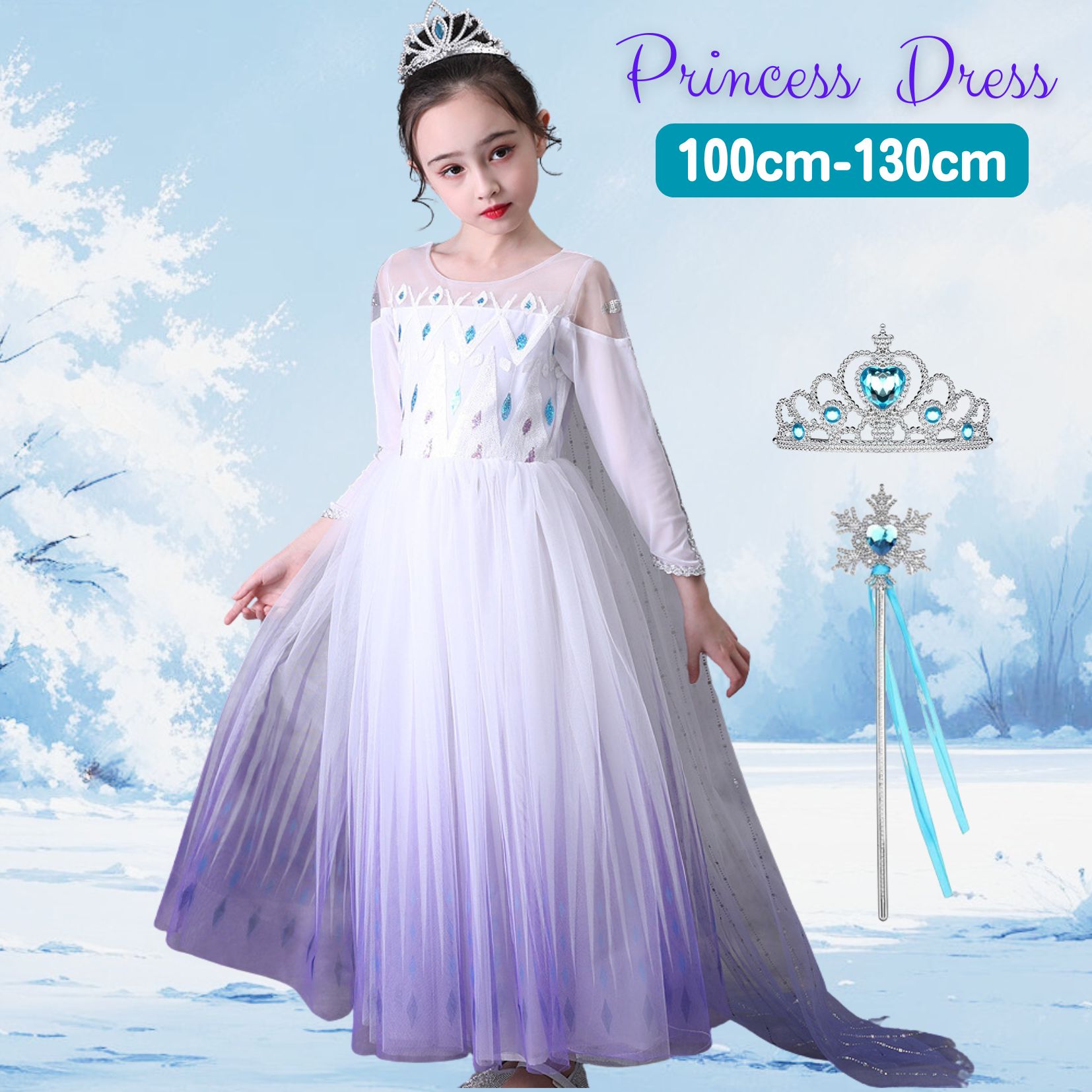 白 エルサ ドレス キッズ アナと雪の女王 子供 用 長袖 ハロウィン 衣装 コスチューム コスプレ プリンセス 女の子 誕生日 プレゼント 100 110 120 130 cm |  | 01