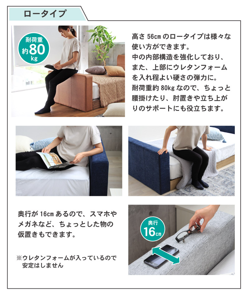シングル2台 親子ベッド ファミリーベッド ローベッド ファブリック キングサイズ コンセント付き すのこ アドリア (シングル×2 サイドヘッド×2)の機能