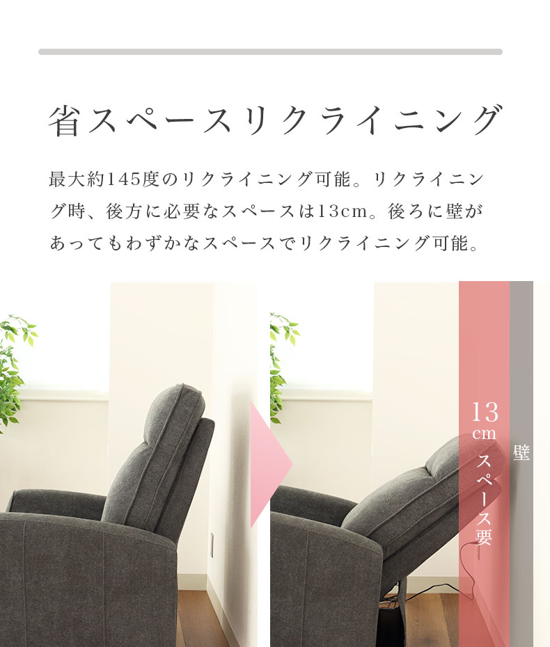 マナベインテリアハーツ 電動ソファー リクライニング 幅75cm