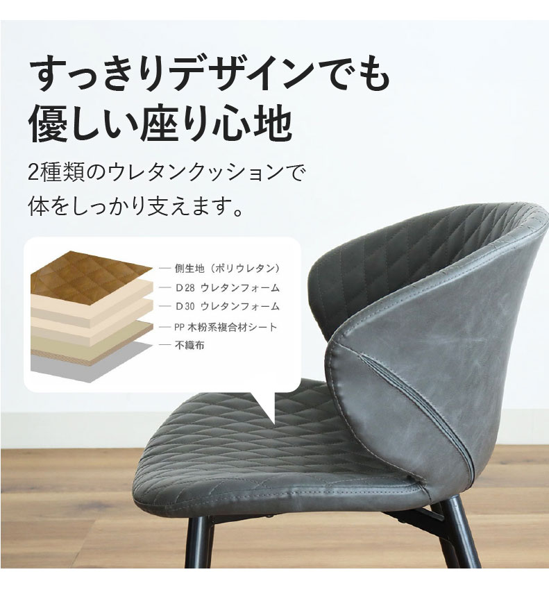 ダイニングチェア 2脚セット トーレの機能