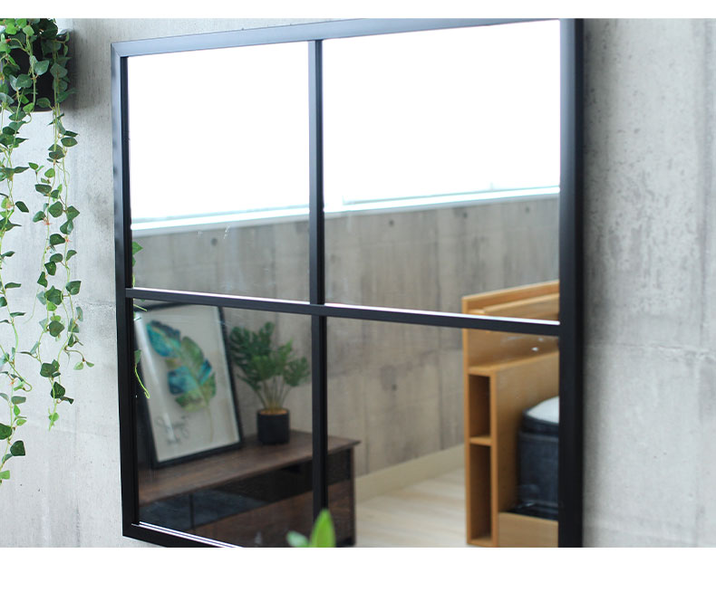 70×65cm 四角 窓枠 窓枠風 角型 ウォールミラー テュリス : 26100054 