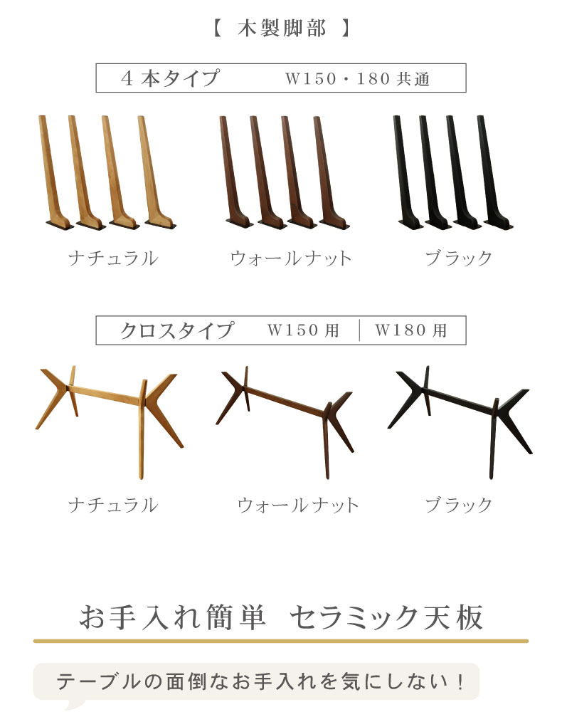 幅180cm ダイニングテーブル イデア＆ソール（クロス脚）の機能