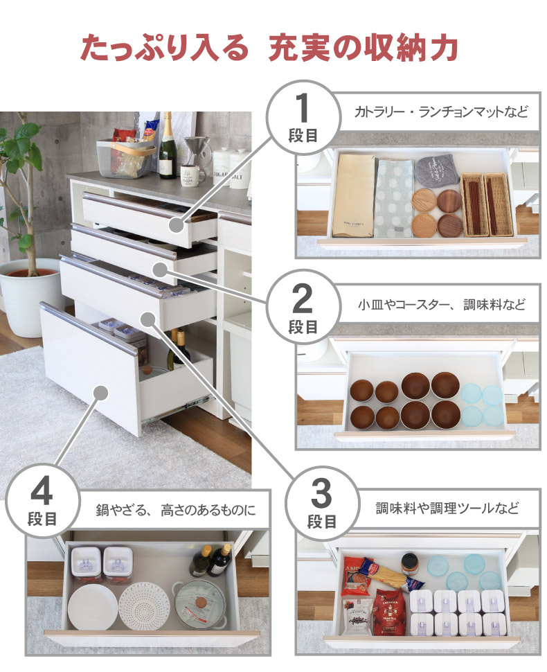 幅80cm 下台 4杯引出 カカロ2の機能