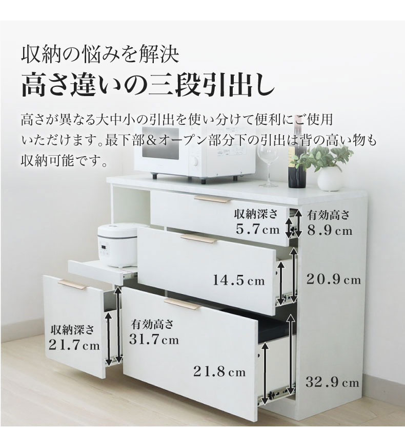 メラミンキッチンカウンター アラスコの機能