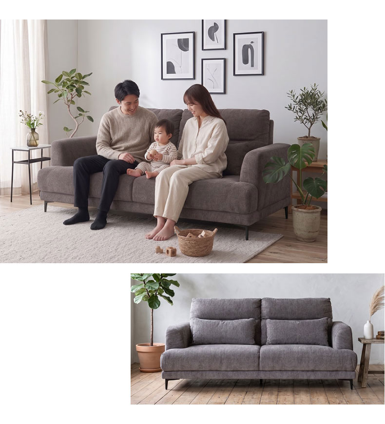 ソファ 3人掛け 幅200cm おしゃれ ソファー 単品 クッション付き 3人用