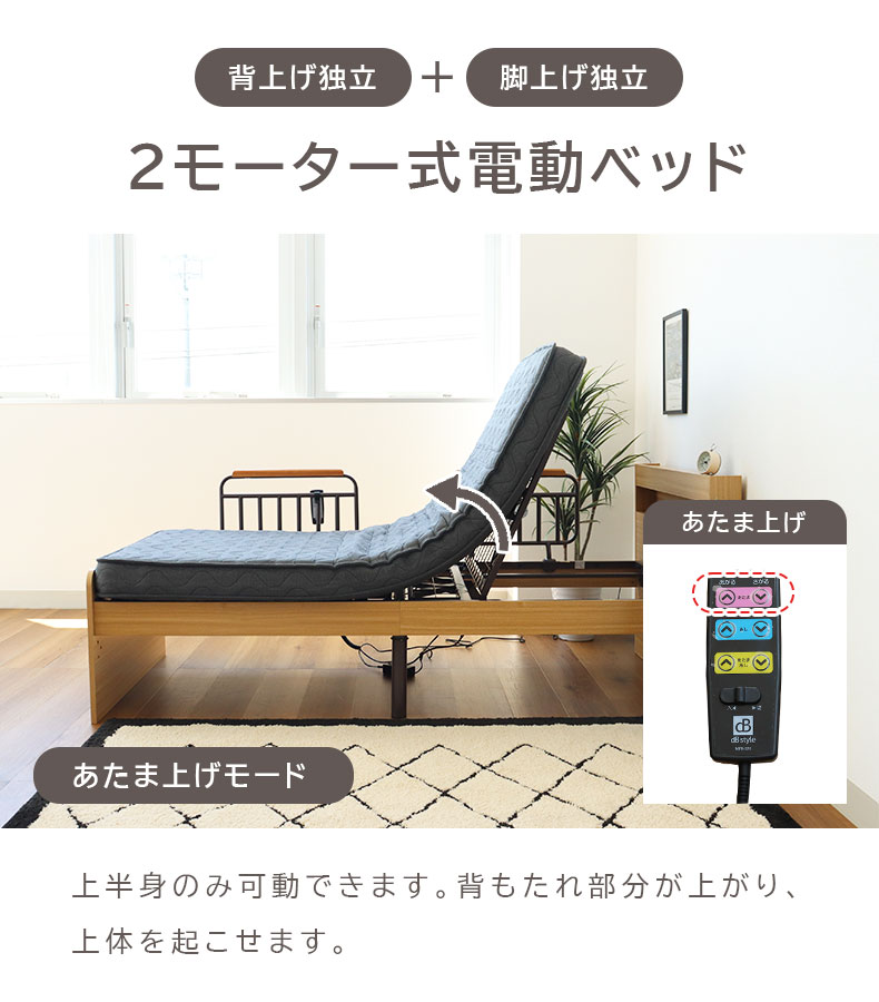 宮棚付き 電動ベッド MFB-1602EHS（コイルマットMPR-14R-S）の機能