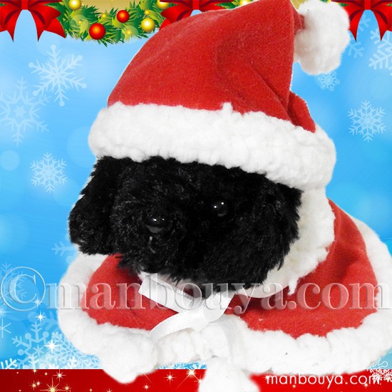 クリスマス ぬいぐるみ 犬 A-SHOW リトルビーンズ プードル ブラック